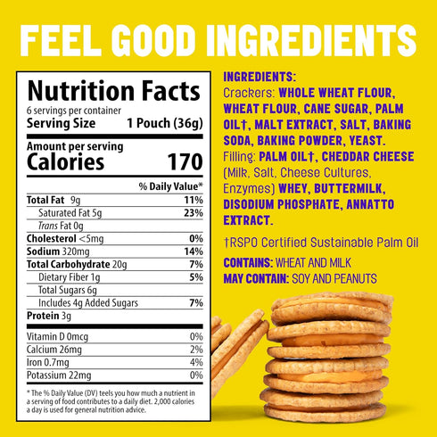 6 Count, 1.27 OZ Mavericks Cheddar Sandwich Cracker