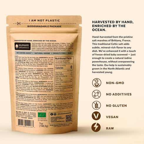 (50% Packaging, Numami Celtic Coast Gray Salt with Nordic Kelp. Natural Iodine Source Daily Value), Mineral-Rich