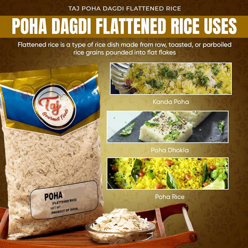 TAJ Gourmet Foods 2-Pounds TAJ Poha Dagdi Flattened Rice, Powa Dagdi, Powa