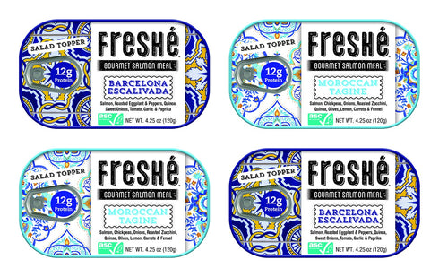 Fresh Canned Salmon Variety Pack (4 Pack) - Mediterranean Style Atlantic Salmon
