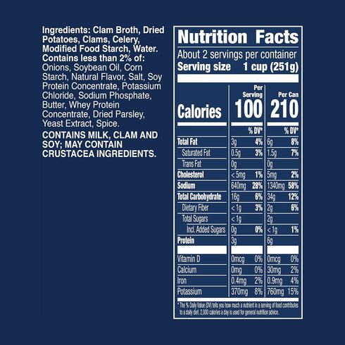 18.5 oz. (Pack 12) Progresso Light, New England Clam Chowder Soup, Gluten Free