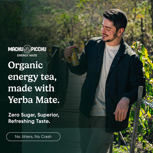 12-Pack 120mg 12oz MACHU PICCHU Variety Zero Sugar Energy Mate Drink Non-Carbonated Yerba Mate, Organic Caffeine