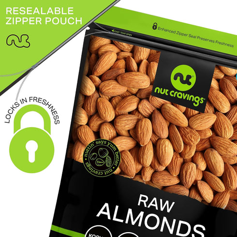 (80oz 5 LB) Packed NUT CRAVINGS - Raw Whole Almonds, Unsalted, Shelled, - Bulk Nuts Fresh in Resealable Bag - Kosher