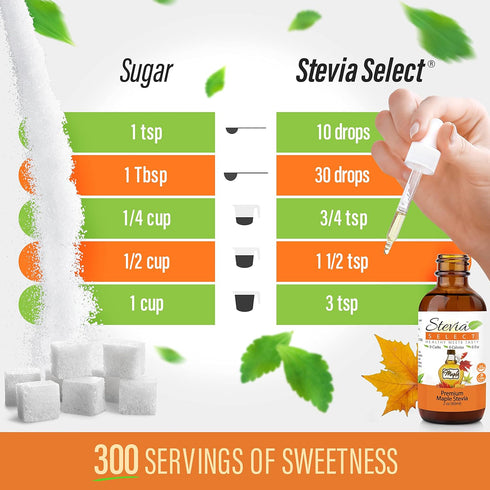 Stevia Select Maple Flavored Liquid Stevia, Zero Calorie Sweetener for Coffee, Tea, Baking, 300 Servings, 2 Oz