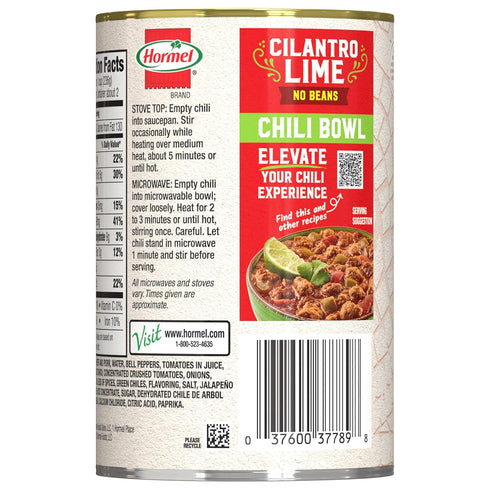 15oz, 12-Pack HORMEL Cilantro Lime Chili No Beans