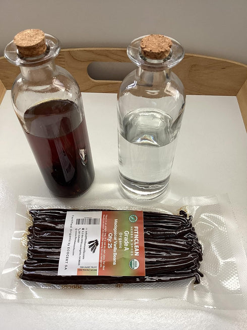 25 Organic Madagascar Vanilla Beans Grade A for Extract, Cooking and Baking by FITNCLEAN VANILLA| Certified USDA