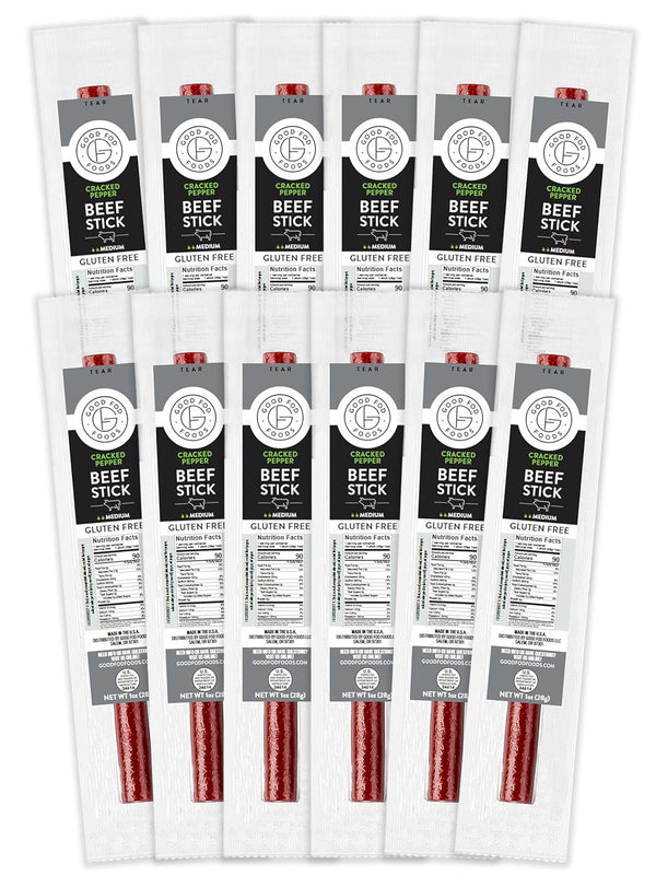 Good Fod Foods Cracked Pepper Meat Sticks Low FODMAP Snacks for a