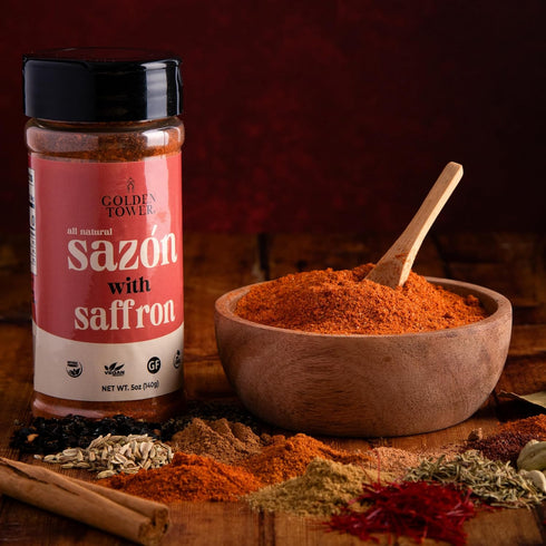 Golden Tower Sazon with Saffron - All Natural Seasoning, Non-GMO, Gluten Free, Vegan