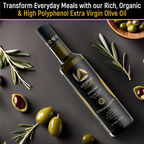 500ml LACONIAN LEGACY Authentic Olive Oil Extra Virgin - Rich in Polyphenols & Antioxidants - First Cold Pressed from