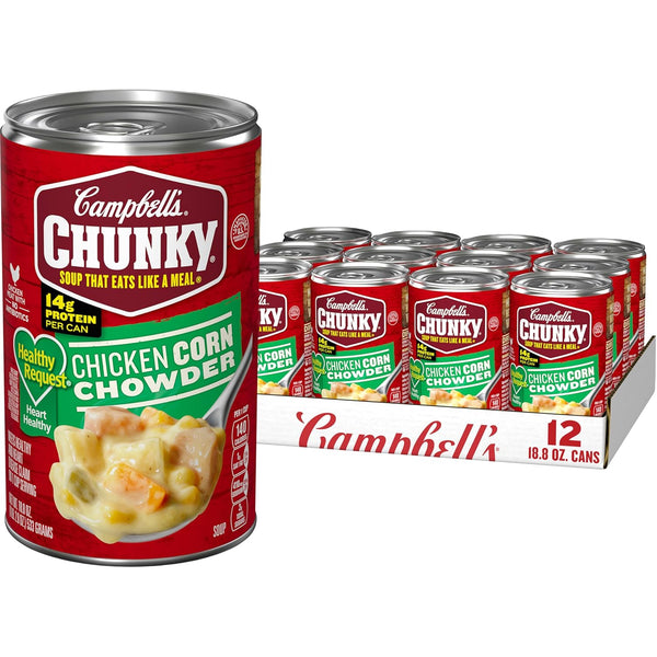 Campbells Chunky Soup, Healthy Request Chicken Corn Chowder Soup, 18.8 Oz Can