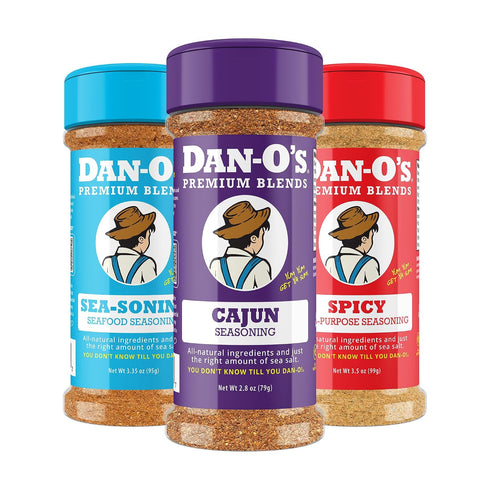 Dan-O's 3 Bottle Seasoning Set, Small Bottles, 3 Pack, Includes Spicy, SEA-soning