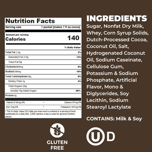 1.25oz Packets (Pack 36) Cocoa Classics Chocolate Supreme Cocoa Mix, Hot Chocolate, Made with Nonfat Milk, Just Add Hot