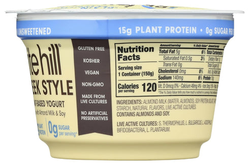Kite Hill 5.29 oz Plant Based Yogurt, Plain Unsweetened Greek Style
