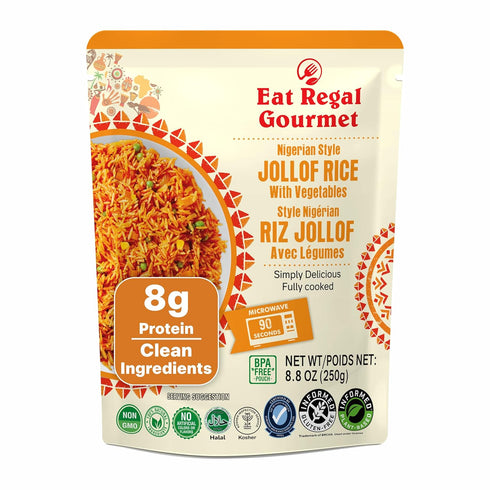 Eat Regal Nigerian Style Jollof Rice with Vegetables, Pack of 6, 8.8