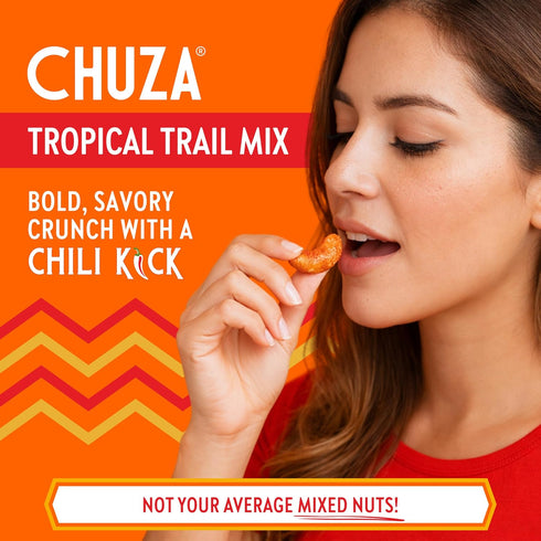 (4 oz. Pack 2) CHUZA Tropical Spicy Trail Mix of Mexican Snacks Style Sweet Chili Nuts & Dried Fruit, Spicy Nuts