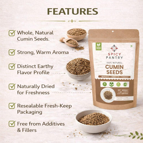 2 lbs SPICY PANTRY Cumin Seeds Whole Spice for Curries, Soups, Stews, Jeera Rice & Spice Blends Non-GMO, Gluten