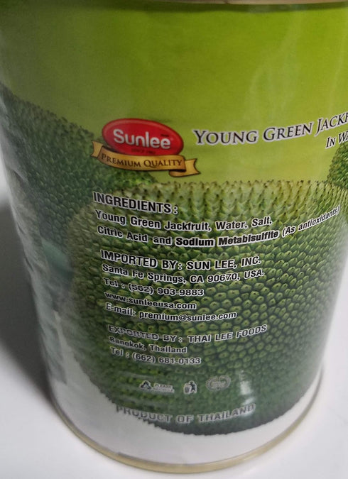 Pack 20 Oz Sunlee Young Green Jackfruit In Water of Four Cans A Can
