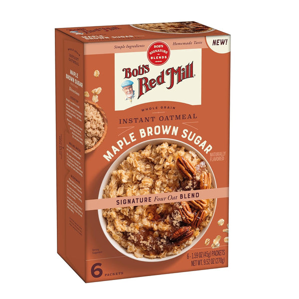 Bob's Red Mill Instant Oatmeal, Maple Brown Sugar, 6 Packets Total, Non-GMO,