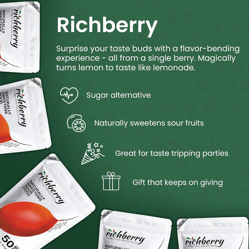 50-Halves, 100% Miracle Berry by richberry, Freeze Dried Premium Fruits, Real Fruit, No Preservatives, Naturally