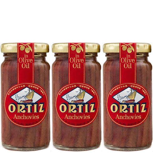 Ortiz Anchovies in Extra Virgin Olive Oil, Firm Buttery Fillets with a Rich