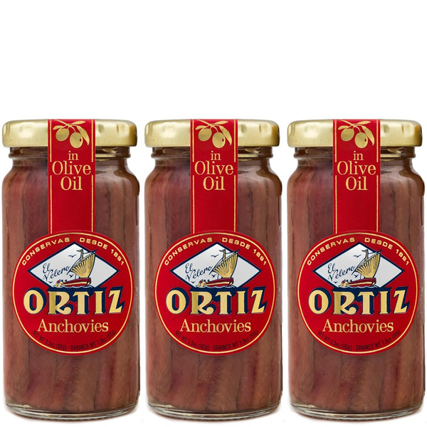Ortiz Anchovies in Extra Virgin Olive Oil, Firm Buttery Fillets with a Rich