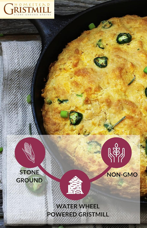 10 Homestead Gristmill Stone Ground Blue Cornmeal - Non-GMO, Chemical-Free Finely Ground Corn Meal- Long Shelf Life