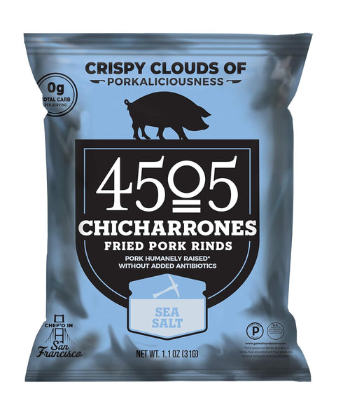 4505 Meats Chicharrones Fried Pork Rinds, Sea Salt, 1.1 oz