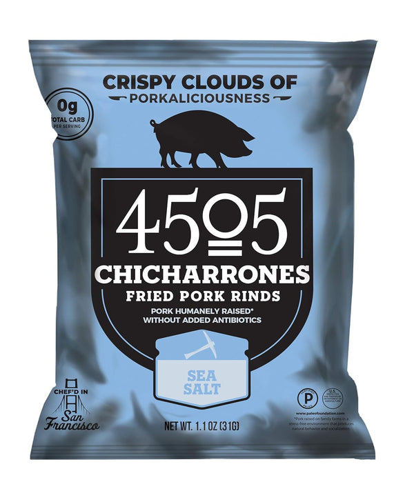 4505 Meats Chicharrones Fried Pork Rinds, Sea Salt, 1.1 oz