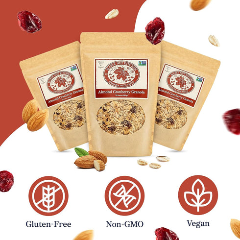 3 Pack Maple Nut Kitchen Almond Cranberry Granola Crunchy, Delicious, Artisan Granola with Gluten Free Oats, Almonds