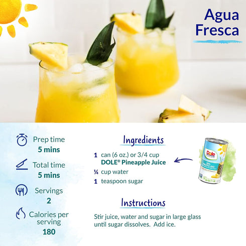 100% 100% 8.4 Oz 24 Dole Pineapple Juice, Fruit Juice with Added Vitamin C, Fl Cans, Total Cans