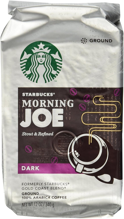 Starbucks Ground Coffee, Morning Joe, Dark Roast Coffee, Notes of Baking Chocolate