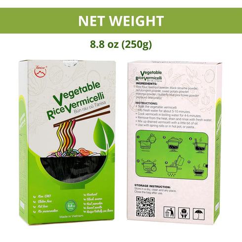 TANISA 5 Natural Vegetable Color Vermicelli Rice Noodles, Gluten Free Ramen Noodles, Non GMO, Low Carb, 8.8 oz