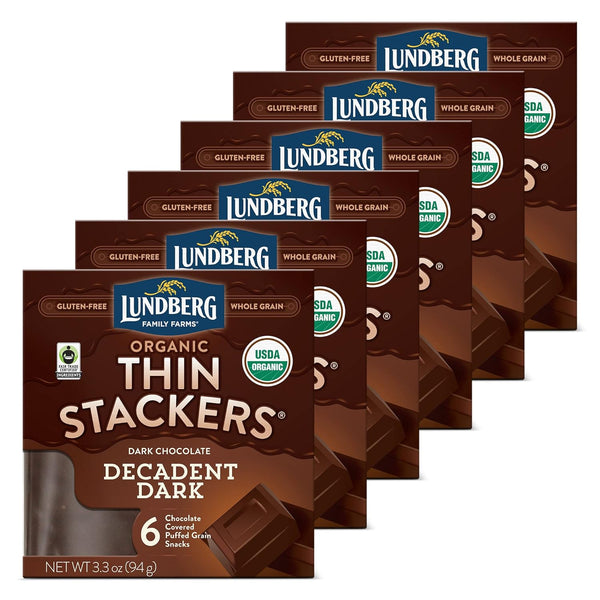 Lundberg Organic Thin Stackers Rice Cake, Decadent Dark Chocolate, Fair Trade, Kosher,