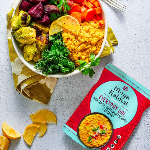 Pack 10oz Pack 3 Maya Kaimal Foods - Organic Indian Everyday Dal - Variety - Red Lentil, Black Lentil, Green Split Pea