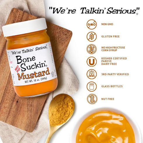 (12 oz, Bone Suckin' Sweet Spicy Mustard, National Champion, Made in the USA, Non-GMO, Gluten-Free, Kosher and has No