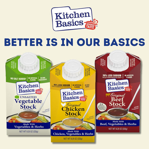 8.25 oz (Pack 12) Kitchen Basics Unsalted Vegetable Stock, of | No Artificial Flavors and Gluten Free |