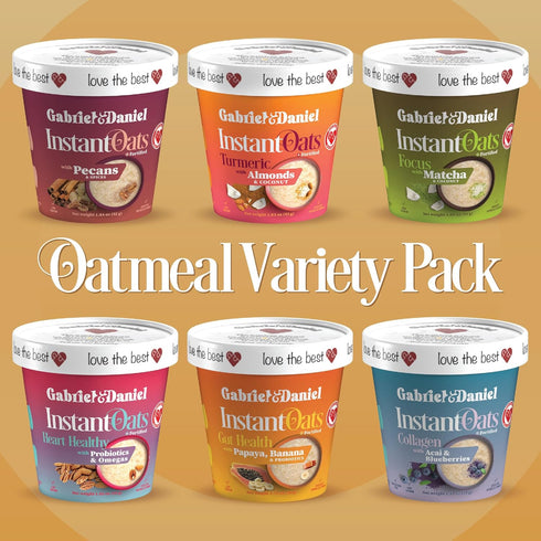 Pack 6 Pack Gabriel & Daniel Organic Instant Oatmeal Variety Non-GMO, Pure & Gluten Free Breakfast Cups Flavor