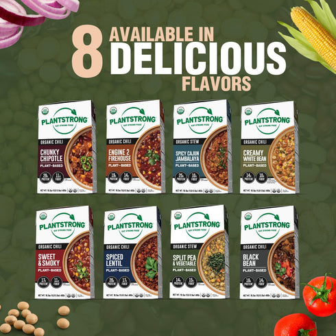 (1, PLANTSTRONG Chili & Stew USDA Organic, Non-GMO, Plant-Based, Vegan, Gluten-Free, Oil-Free, Lightly Salted, Ready