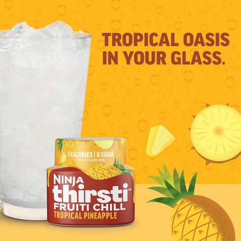 17, 12oz 3 Pack, Ninja Thirsti Flavored Water Drops, FRUITI CHILL Tropical Pineapple, Bold Fruit Flavor, Sparkling