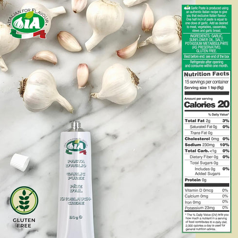 1 3.17oz (90g), Packaging IA Garlic Paste Ready to Use, tube of Versatile in the Kitchen, Great for Pasta, Sauces