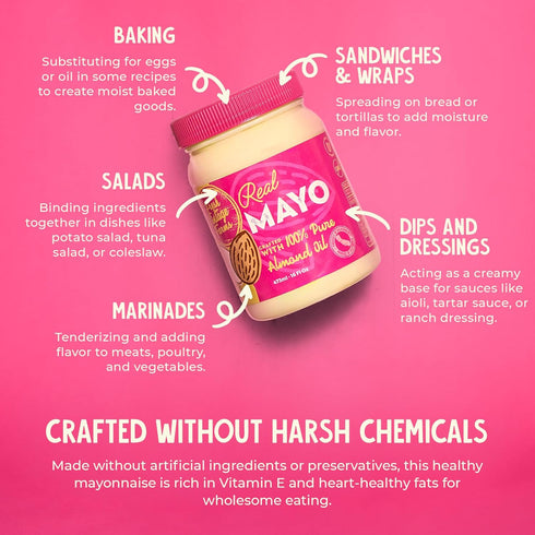 16oz Pack 1 Fresh Vintage Farms Almond Oil Mayonnaise | Expeller-Pressed California Almond Oil Real Mayonnaise |