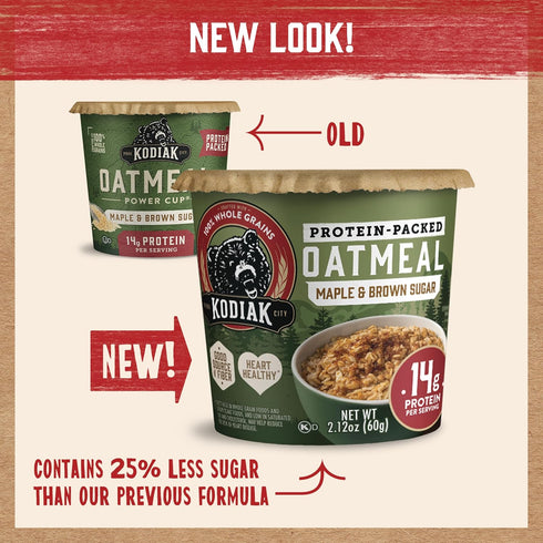 2.12oz (Pack 12) Kodiak Cakes Instant Protein Maple & Brown Sugar Oatmeal in a Cup
