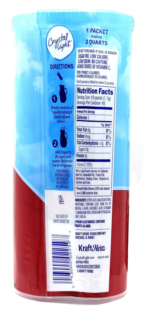 10-Quart (Pack 11) Crystal Light Cherry Pomegranate Drink Mix, Canister