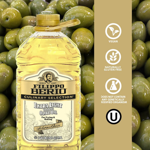 1 Filippo Berio EXTRA LIGHT Olive Oil, Gallon For Baking and Frying