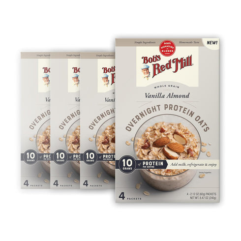 Bob's Red Mill Overnight Protein Oat, Vanilla Almond, 16 Packets Total (4