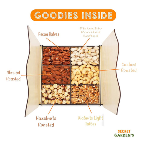 6 Secret Garden`s Dried Fruit and Nuts Gourmet Food Gift Baskets Turns into Basket Healthy Fresh Gift For Thanksgiving