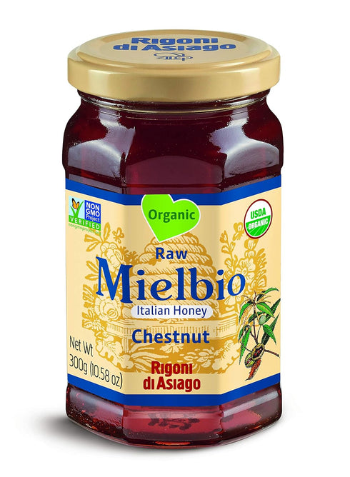 Rigoni di Asiago Mielbio Organic Italian Raw Chestnut Honey, 10.58oz (Pack of