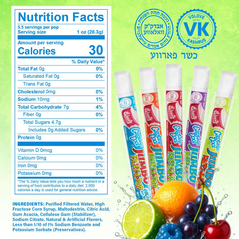 10 Count 5.5OZ Frozen Giant Freeze Pops, Popsicles Bulk each, Refreshing Giant Popsicles for Hot Weather, BBQs
