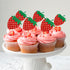 36 Pack Red Strawberry Cupcake Toppers, Strawberry Theme Picks for Birthday Wedding Baby Shower Summer Garden Party