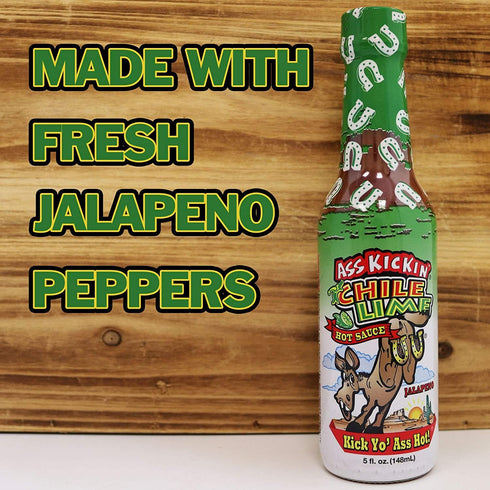 5 oz ASS KICKIN' Chili Lime Hot Sauce - - Premium Gourmet Hot Sauce for Chicken Wings and Breakfast Burritos Perfect